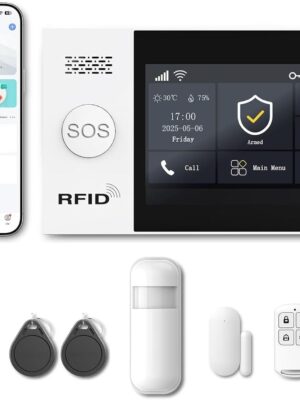 WiFi Wireless Alarm System for Home Security - 24/7 Protection Smart Home Devices 4.3" Touch Screen, GSM/4G+WiFi, App Instant Alerts, No Monthly Fee, Alexa Compatible for Villa, Kids Safety (24 pcs)